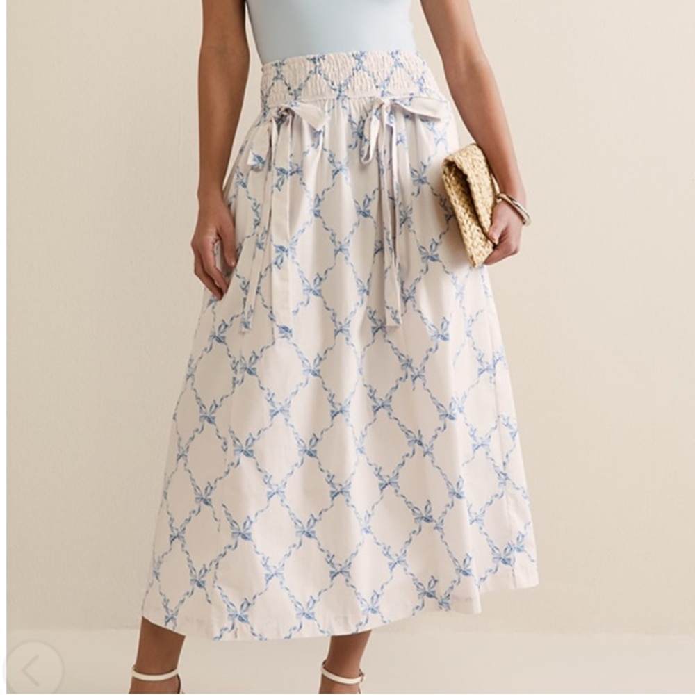 Francesca's Collections Blue and Cream A-Line Skirt